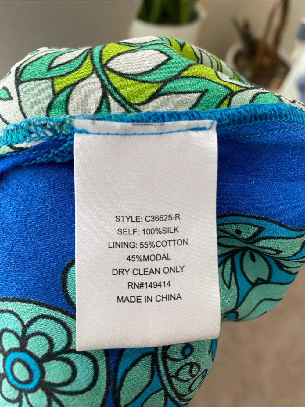 Johnny Was Blue & Green Floral Maxi Dress with Button-Front - Picture 7 of 7